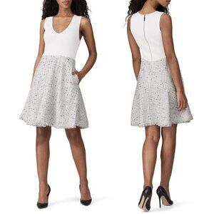 Ted Baker London Adalad Dress in White/Silver, size 4